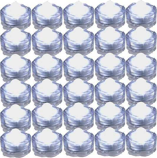 Bright LED Floral Tea Light Submersible Lights for Party Wedding (White, 60 Pack)