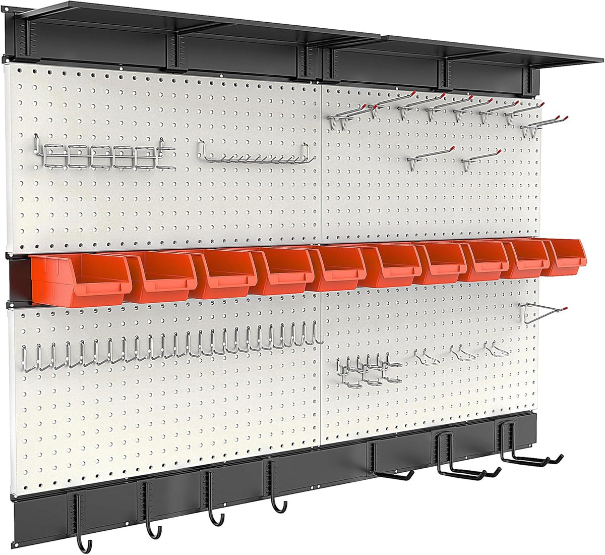 Ultrawall Pegboard Wall Organizer, 48X 36 inch Garage Storage Pegboard with Hooks Storage Bins Tool Board Panel Tool Organizer, 72pcs