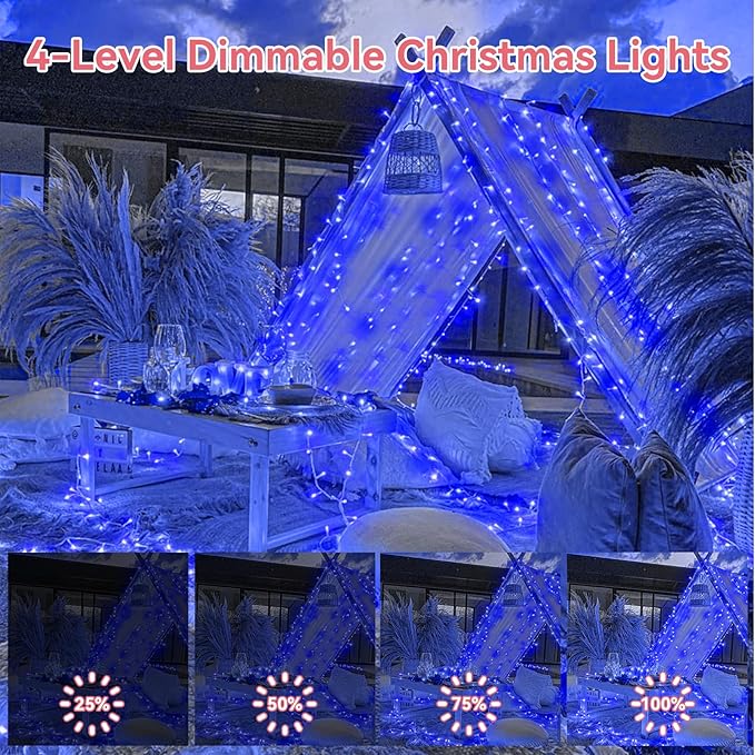 Heceltt 1140 LED 449 FT String Lights Outdoor, 8 Modes Easter Lights Plug in, IP44 Waterproof Led String Lights with Timer and Memory for Yard Party Garden Wedding Decorations (Blue)