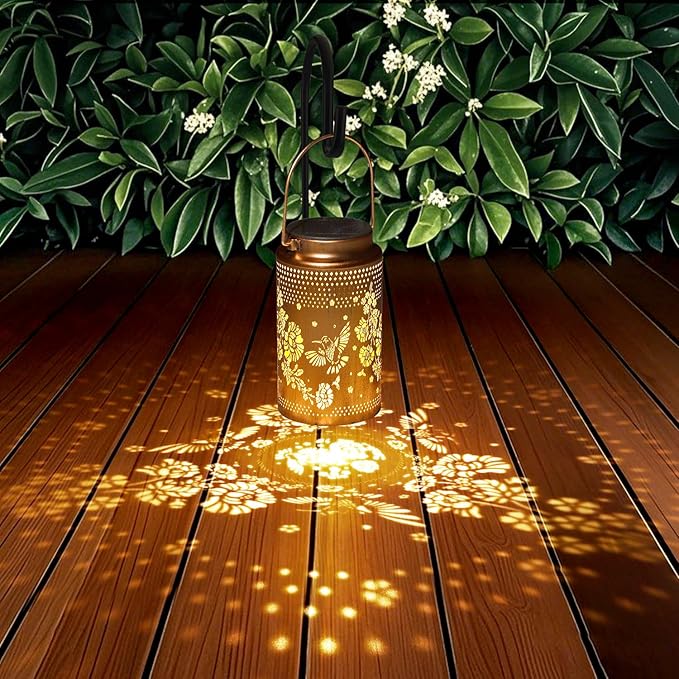 4 Pack Hummingbird Solar Lanterns Outdoor Waterproof, Metal Hanging Lights Decorations for Garden Yard Lawn Patio, Hummingbird Gifts for Women Mom Grandma Sister for Mother'Day Christmas