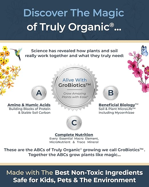 Organic Plant Magic - Truly Organic™ Fast-Acting Soluble Plant Food: All-Purpose Fertilizer Concentrate for All Flower Vegetable Herb Fruit Tree Shrub Container Garden & House Plants [20 lb Bucket]