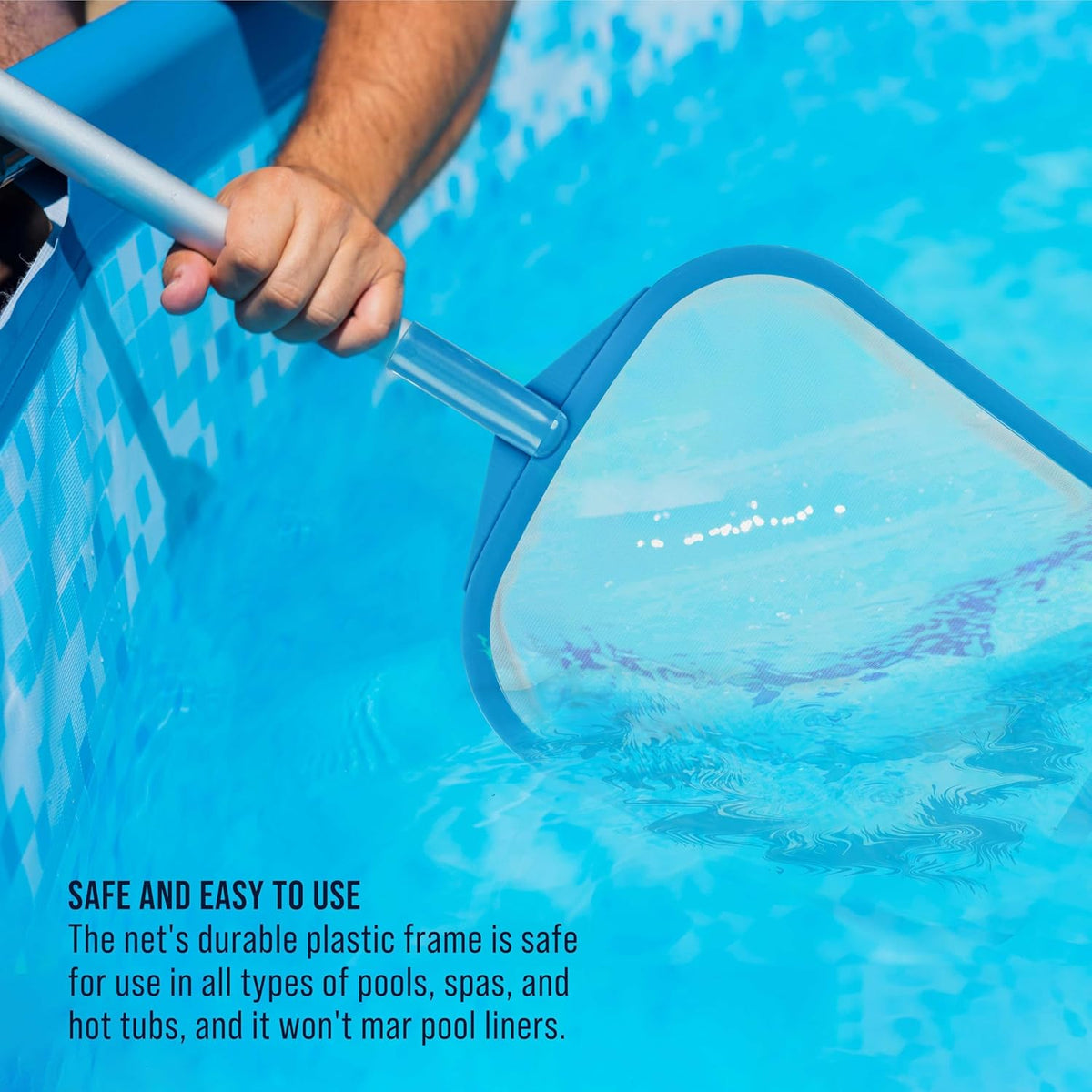 U.S. Pool Supply Pool Skimmer Net with Pole, Handheld Ultra Fine Mesh Pool Skimmer Net - Hand Held Spa, Hot Tub, Pond Cleaning - 17" Pole, Leaf Netting, Scoop Skim Leaves & Debris, Clean Water Surface