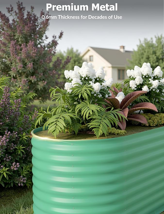 2 Pcs Raised Garden Beds Outdoor 8x4x2ft - Galvanized Steel Planter Box for Vegetables, Flowers, Rust-Resistant Garden Box, Easy Assembly Raised Beds, Durable Planters for Outdoor Plants, Green