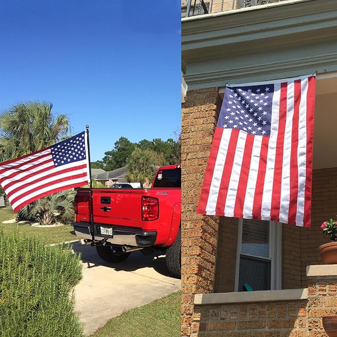 AZCOVER American Flag 5x8 FT Us Flag for Outside Heavy Duty Nylon American Flags for Outdoor with Embroidered Stars Sewn Stipes and Brass Grommets All Weather Lasting United States Flag
