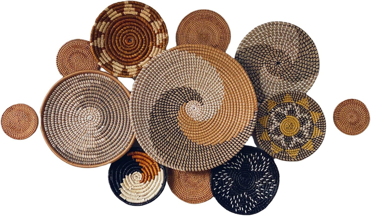 Wall Basket Decor, Boho Wall Hangings, Decorative Baskets for Home, Boho Basket Wall Decor Set, Hanging Basket Wall, Woven Basket Set