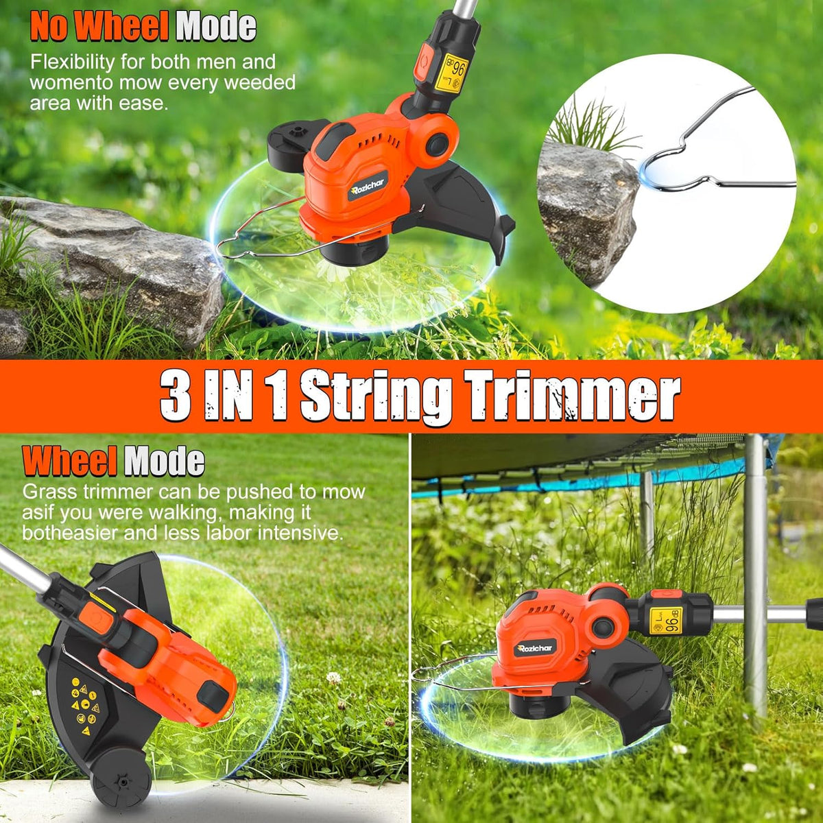Cordless String Trimmer Compatible for Milwaukee 18V Battery,Garden Lawn Edger with 25cm Cutting Diameter,Electric String Trimmer,Weed Wacke,Weedeaters for Lawn Garden (NO Battery)