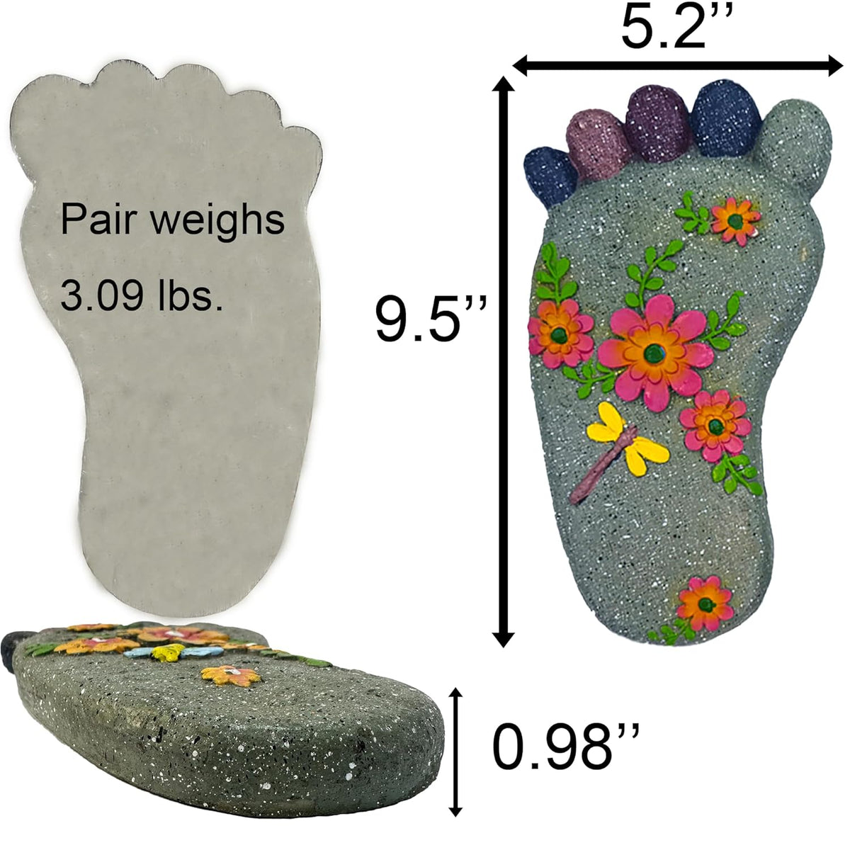 Stepping Stones - Resin Footprint Shaped Set of 2 (Light Gray)