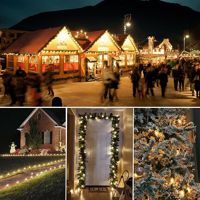 50 Pack C9 LED Replacement Christmas Light Bulbs, Soft White 2700K Waterproof Shatterproof Outdoor String Lights Vintage LED Filament Bulb, E17 Base, Commercial Grade Holiday Decoration Bulbs