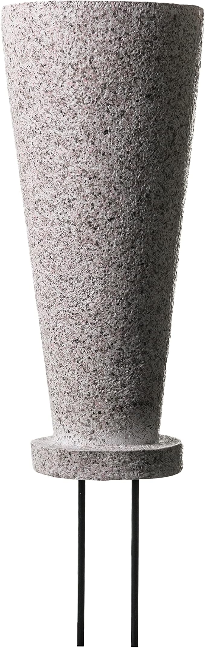 Cemetery Vase with Stakes - Plastic Flower Vases with 2 Ground Spikes, Draining Holes - for Garden, Lawn, Yard - Memorial Grave Decorations 12.7x3.4x3.9, Grey Granite Design