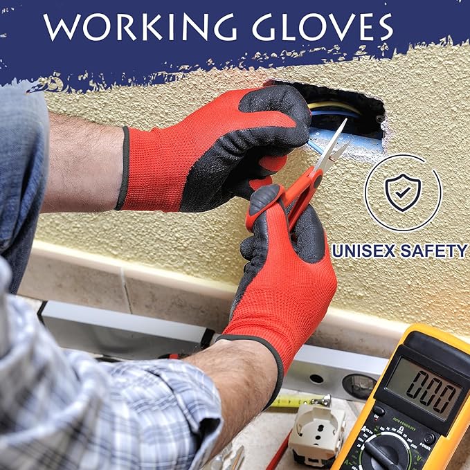 48 Pairs Garden Gloves for Women Men Breathable Rubber Coated Yard Safety Work Thorn Proof Work Gloves