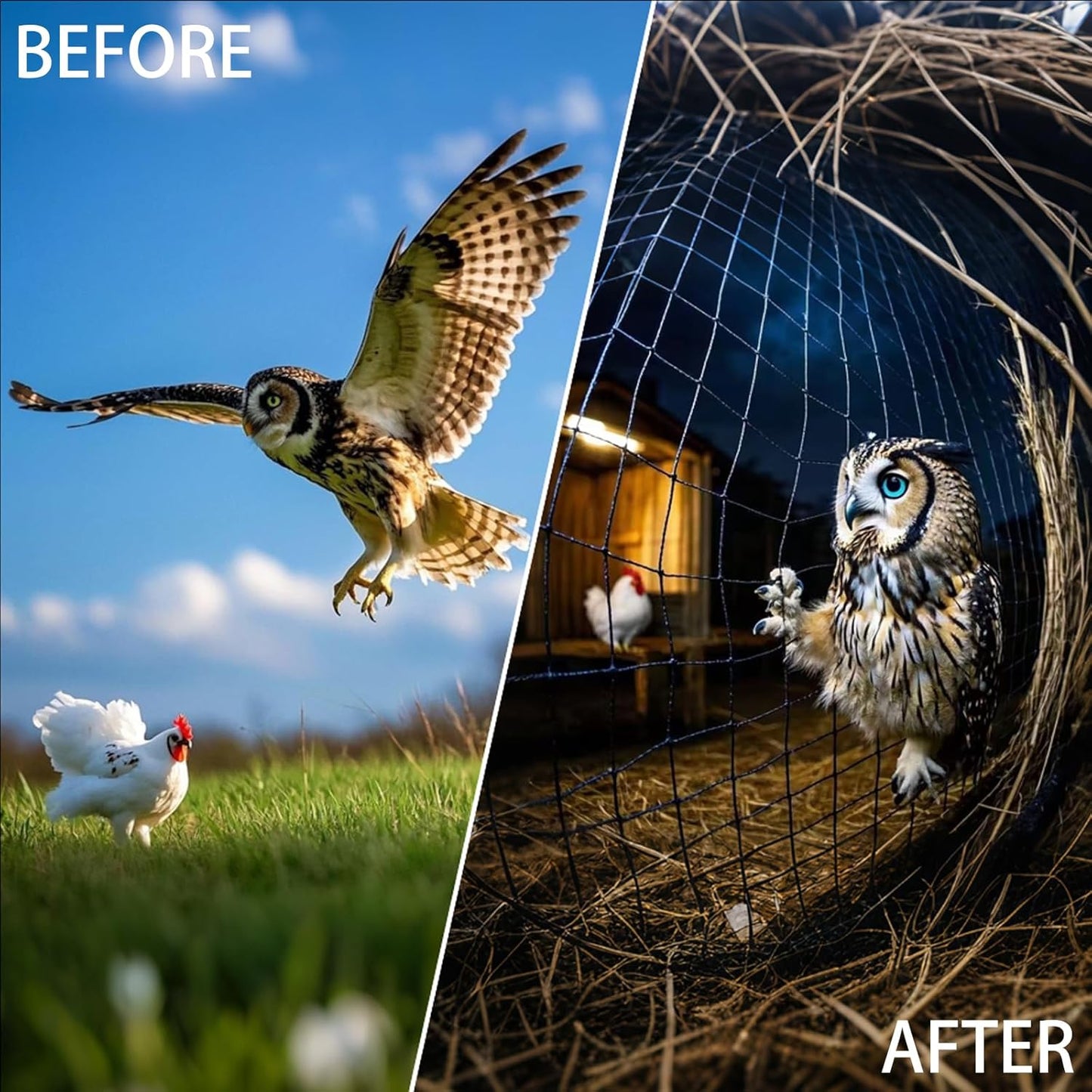 9 x 50 FT Bird Netting for Garden, 1" Square Mesh Size Heavy Duty Nylon Chicken Coop Netting for Blueberry Bushes, Fruit Trees and Vegetable Against Birds, Deer, Squirrels (9X50FT)