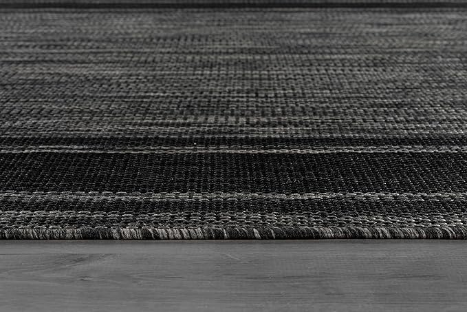 Beverly Rug Large Outdoor Rug 9x12 Modern Bordered Area Rugs for Indoor and Outdoor Patio Deck Porch Garden Waterproof Weather Sun Resistant Washable Outside Carpet (9 x 12 Black)
