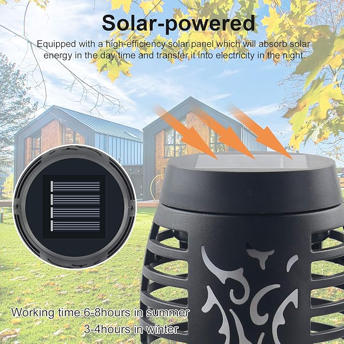 16 Pack Upgraded Solar Lights Outdoor, Mini Solar Torch Lights with Flickering Flames, Waterproof Landscape Decoration Dancing Flame Lights for Garden Pathway Yard, Auto On/Off Dusk to Dawn