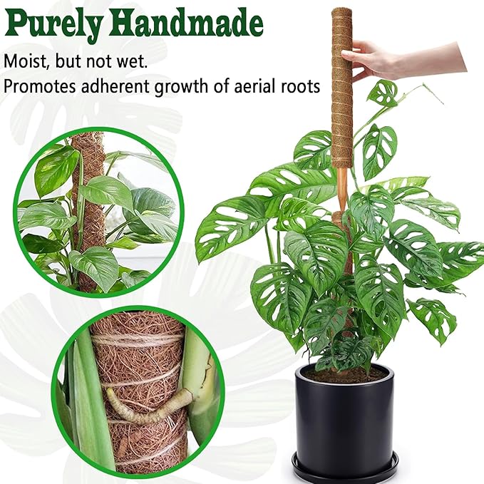 4 Pack 22 Inch Moss Poles, Stackable Moss Pole for Plants Monstera, 70 Inch Tall Moss Poles for Climbing Plants Indoor, Coir Totem Plant Support Stakes Stand for Potted Plants, Pothos