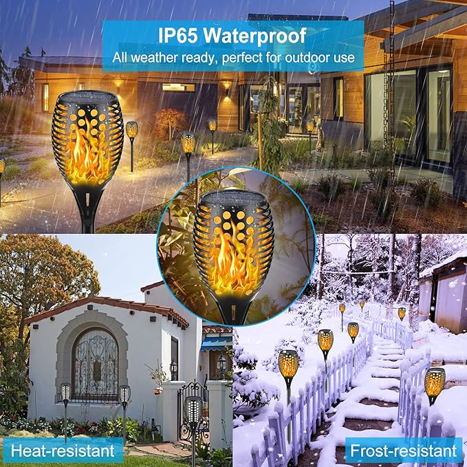 Aityvert Solar Lights - 43" Flickering Flames Torch Lights for Outdoor, Waterproof, Landscape Decoration, Dusk to Dawn Auto On/Off Security (6 Pack)