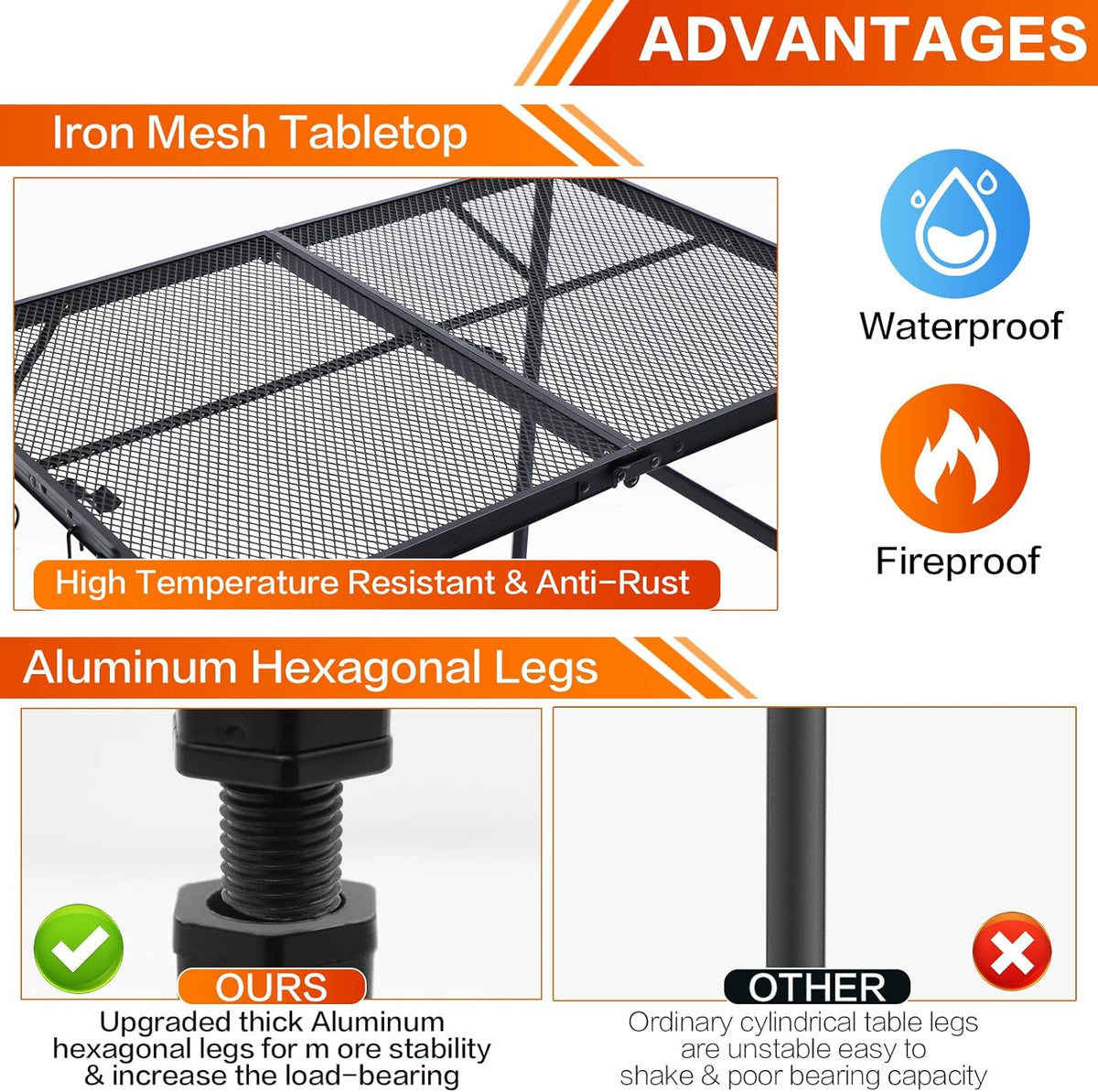 Outdoor Grill Camping Folding Table 3 Ft, Aluminium Picnic Table - Portable, Lightweight, Compact & Height Adjustable Collapsible Patio BBQ Garden Table
