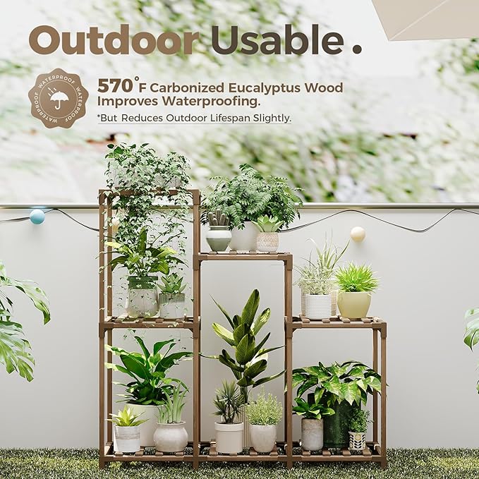 Bamworld Plant Stand Indoor Wood Plant Shelf Tiered Plant Rack for Multiple Plants Upgrade 7 Pots Ladder Plant Holder Plant Table for Mulitiple Pots Boho Decor Home Decor