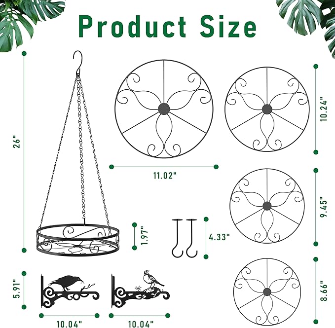 8-Pack Metal Hanging Planters for Indoor Plants - Heavy Duty Anti Rust 4 Hanging Plant Holder with 4 Bird Patterned Plant Hanger – Aesthetic Flower Pot Holder for an Instant Indoor and Outdoor Decor