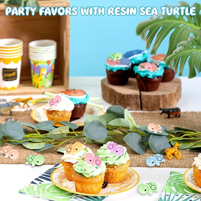 50PCS Luminous Mini Resin Turtles Sea Turtles Figurines Glow in The Dark, Cute Tiny Turtles Bulk for Cake Toppers Ocean Animal Theme Decor Garden Micro Landscape DIY Hidden Game (6 Colors)
