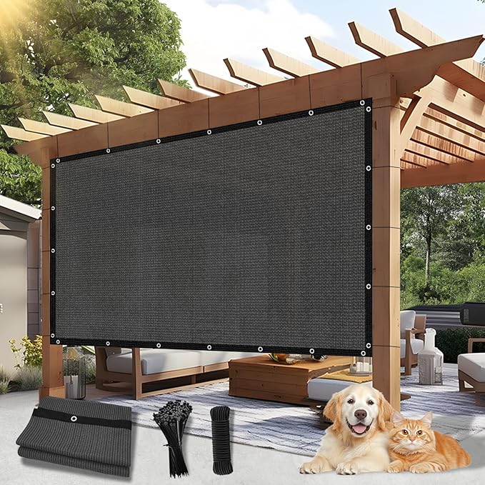 Outdoor 90% Sun Shade Cloth with Grommets, 10 X 22 FT Pergola Shade Cover for Garden Patio Carport Kennel Swimming Pool, Dark Grey (We Make Custom Size)