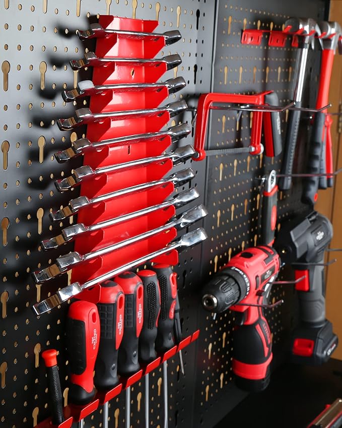 48inch Workbench with Peg Board, Multipurpose Tool Organizer and Work Bench with Double Storage Platform, Workbench in Garage Workshop (48" x 24" x 61")