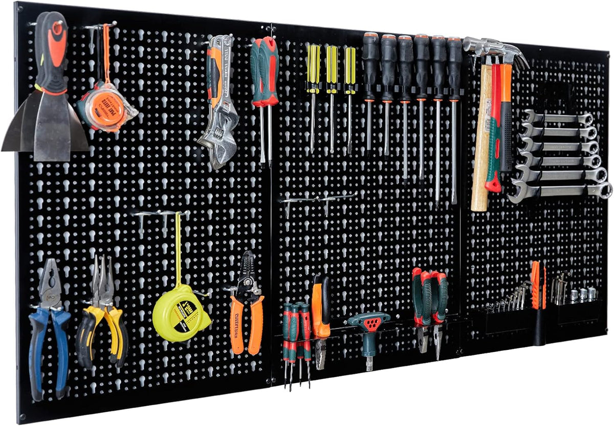 Ultrawall Peg Board Wall Organizer 4 ft. Metal Pegboard Garage Wall Pegboard Tool Storage Kit with Accessories for Garage, 45pcs