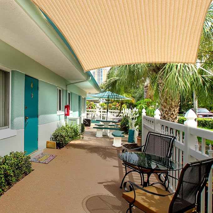 Eden's Decor Straight Flat-Edged Sun Shade Sail Rectangular 6' x 15' Beige UV-Blocking Outdoor Canopy Fabric Cloth Awning for Pergola Patio Garden Backyard Custom Size