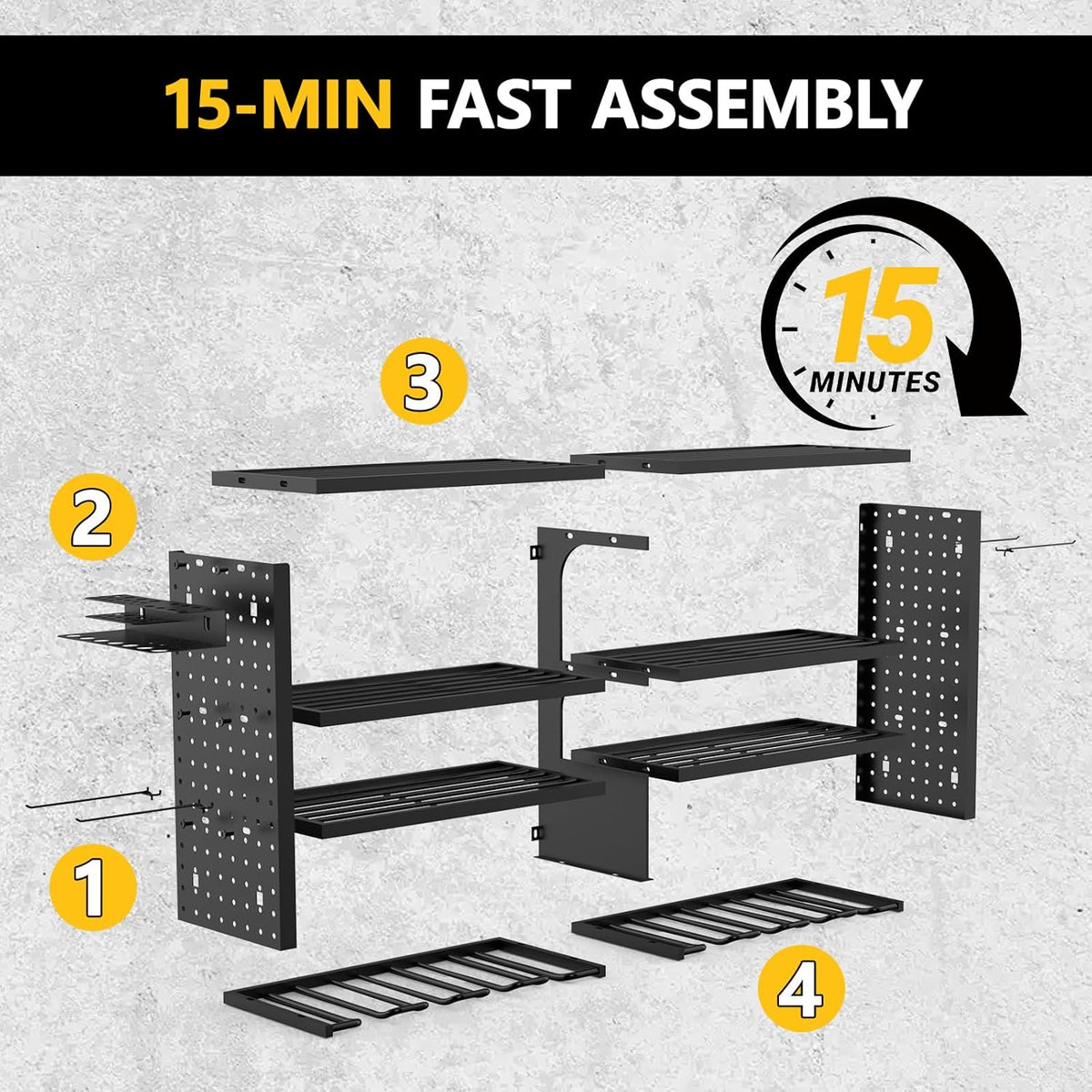 Large Power Tool Organizer Wall Mount, 4 Layer Garage Storage Cordless Tool Organizer with 8 Drills Holder, Heavy Duty Premium Metal Load 400 lbs, Ideal Garage Organization Gifts for Men