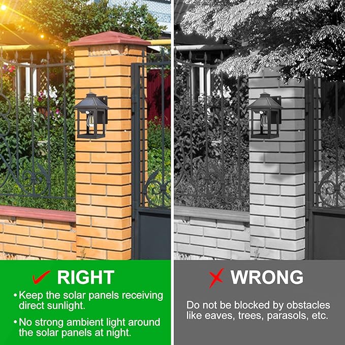 2 Pack Solar Wall Lantern Lights Outdoor Dusk to Dawn Motion Sensor Waterproof LED Wall Sconce Exterior Porch Light Fixtures Warm White, 3 Lighting Modes for Fence Patio Garage Garden Yard