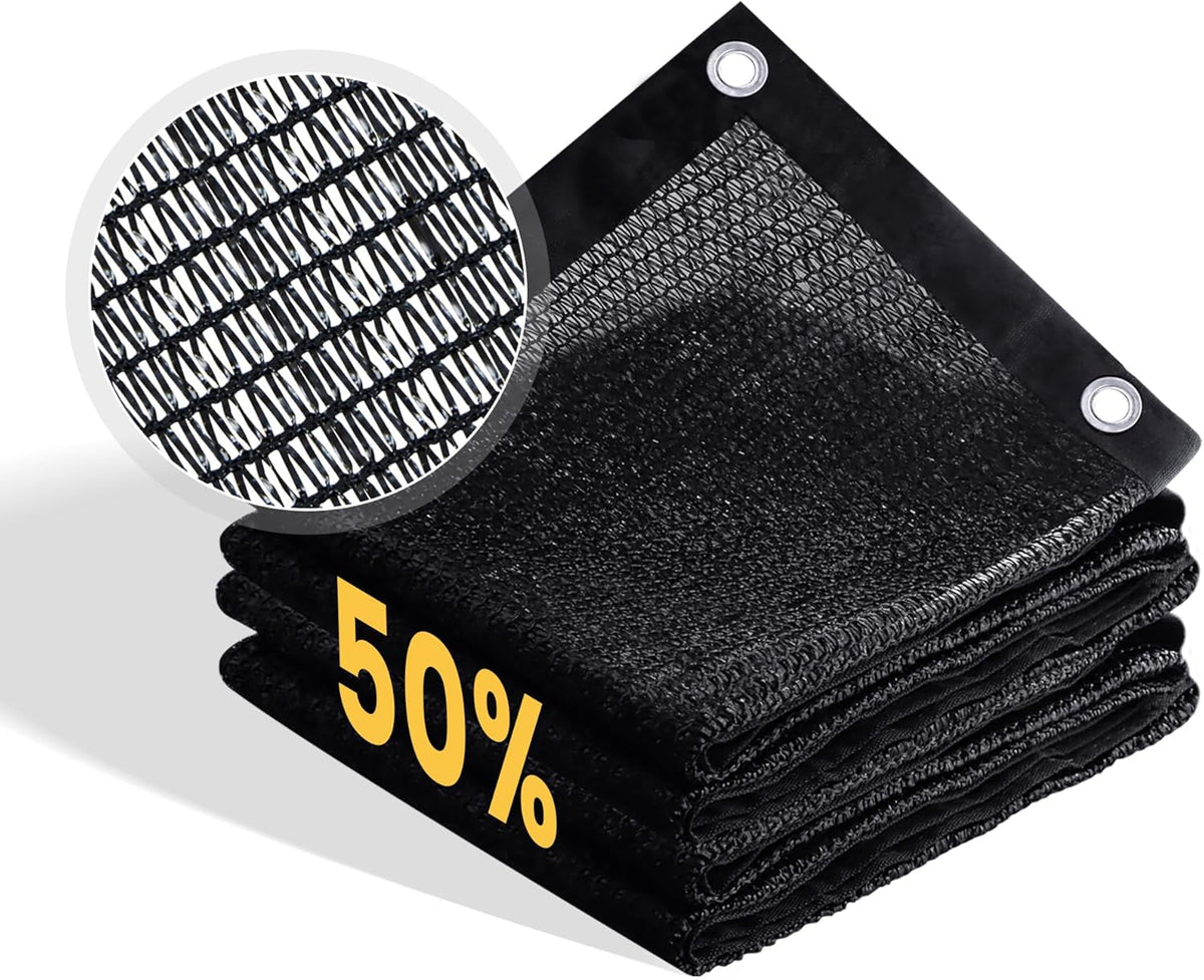 VICLLAX 50% Shade Cloth, 15x19FT Durable Black Mesh Trap with Every 3 FT Grommet, Sun Shade Fabric Netting for for Plants Cover, Greenhouse, Chicken Coop, Barn Kennel, Garden Patio