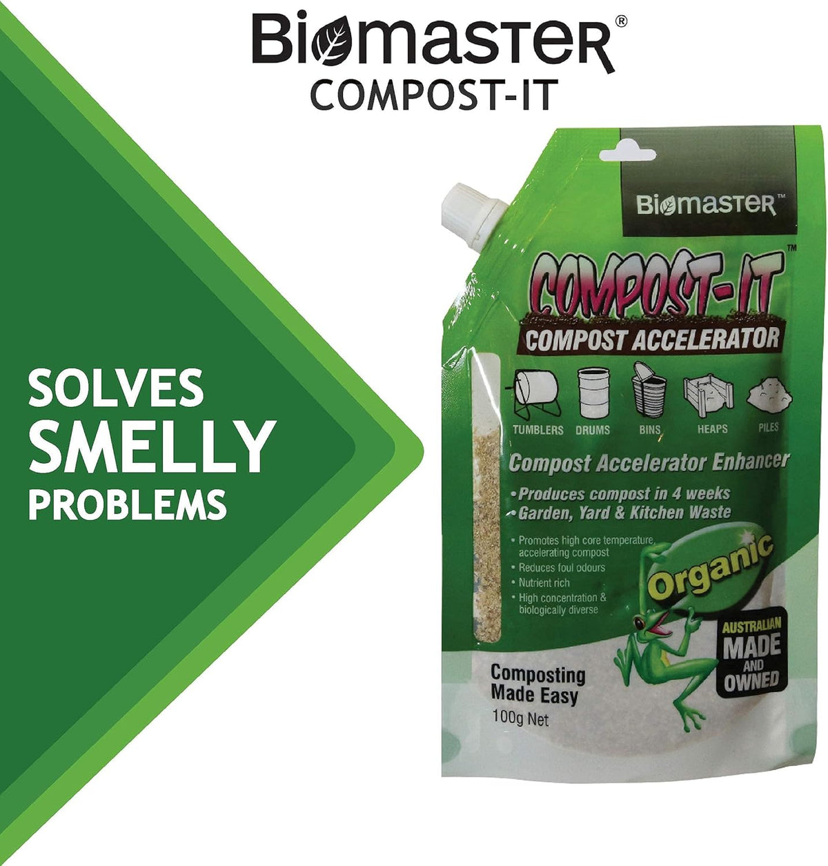 Compost-It Compost Accelerator/Starter 100g Spout Pack for All Composting Systems, (100% Natural Concentrate)