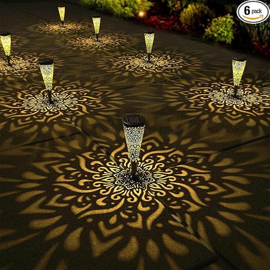 6 Pack Solar Lights Outdoor Garden Decorative with Warm Light Waterproof Pathway Landscape Lights for Path Patio Backyard Walkway Yard Garden Decor (Black, 6Pcs)