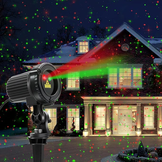 Christmas Laser Lights Outdoor,Red and Green Moving Outdoor Laser Light, Waterproof Garden House Decoration Laser Christmas Lights