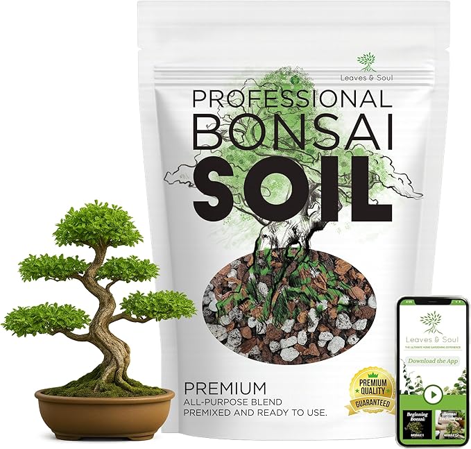 Bonsai Soil Premium All Purpose Blend | Pre-Mixed Ready to Use for Fast Drainage | Large 2.2 Quarts | Lava, Limestone Pearock, Calcined Clay and Pinebark | Made in USA