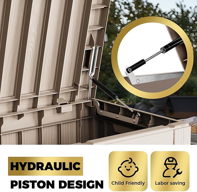 80 Gallon Lockable Resin Deck Box, Waterproof & UV-Resistant Outdoor Storage Box for Outdoor Cushion Storage, Garden Tools & Pool Accessories Storage, Gray