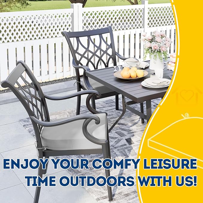 AAAAAcessories Outdoor Seat Cushions for Chairs, Waterproof, Fade-Resistant Patio Furniture Replacement Cushions, 17" x 16" x 2", Set of 4, Gray