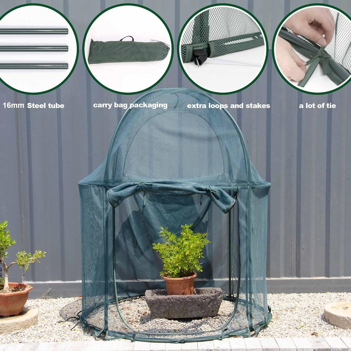 Round 4'x4' Large Plant Mesh Cover 4.9FT Tall Crop Netting Cage Pest Guard Cover for Vegetables Fruits Durable Plant Gardening Net