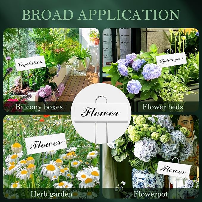 30 Pack Metal Plant Labels for Outdoor Garden Waterproof Plant Markers, Labels Garden Markers for Seedlings Herbs Vegetable Greenhouse Gifts with Pen - White