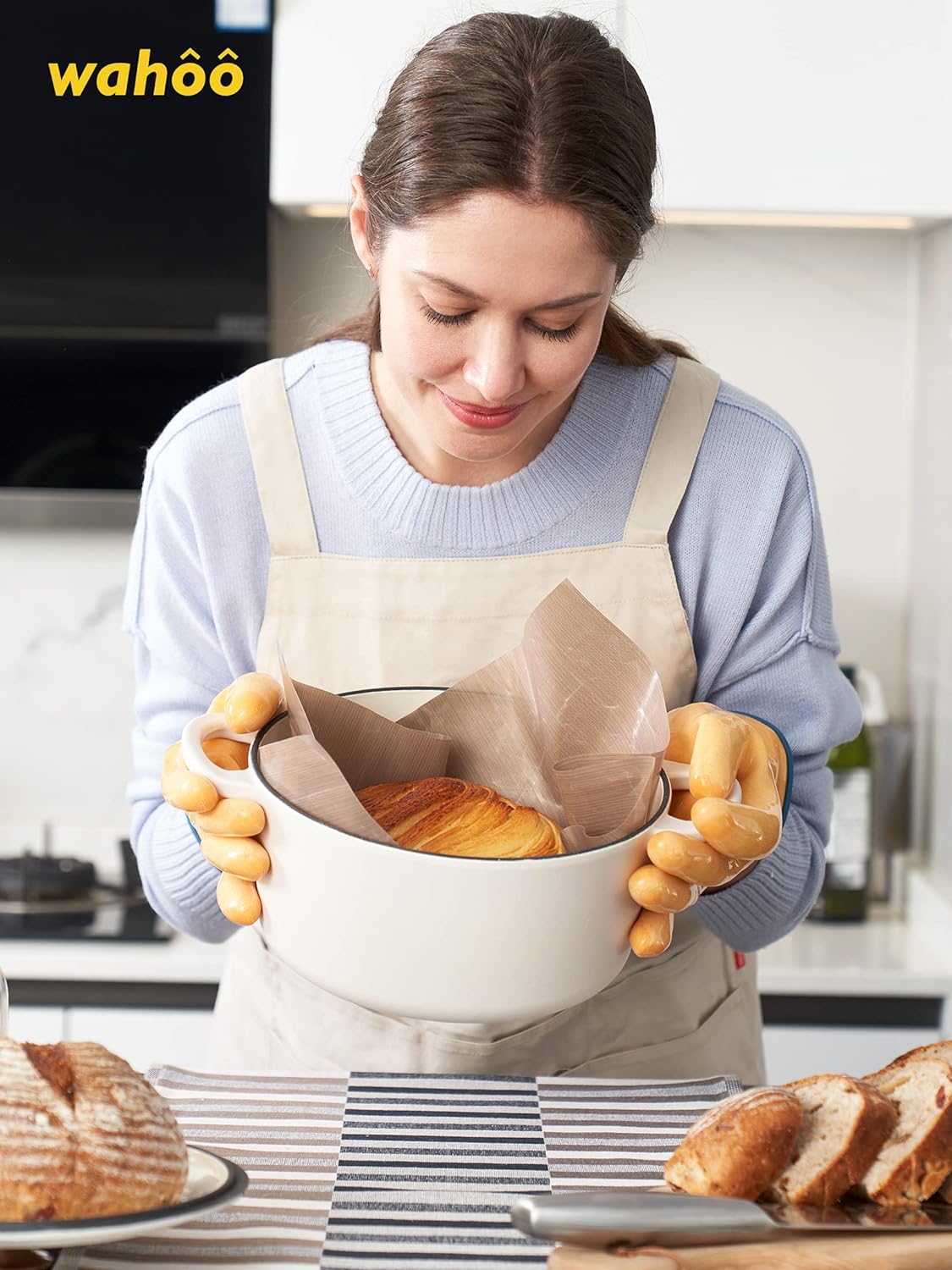 LANON Protection Wahoo Liquid Silicone Smoker Oven Gloves, Food-Contact Grade, Heat Resistant Gloves for Cooking, Grilling, Baking, Yellow, XXL/11