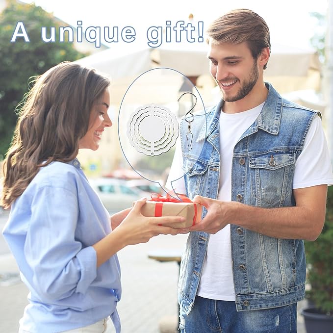 20 Pcs Sublimation Wind Spinner Blanks 3 Inch Bulk Aluminum Metal Ornaments Sublimation Blanks Products Heat Transfer Outdoor Garden Christmas Trees Decoration Sublimation Blank Wind Spinners