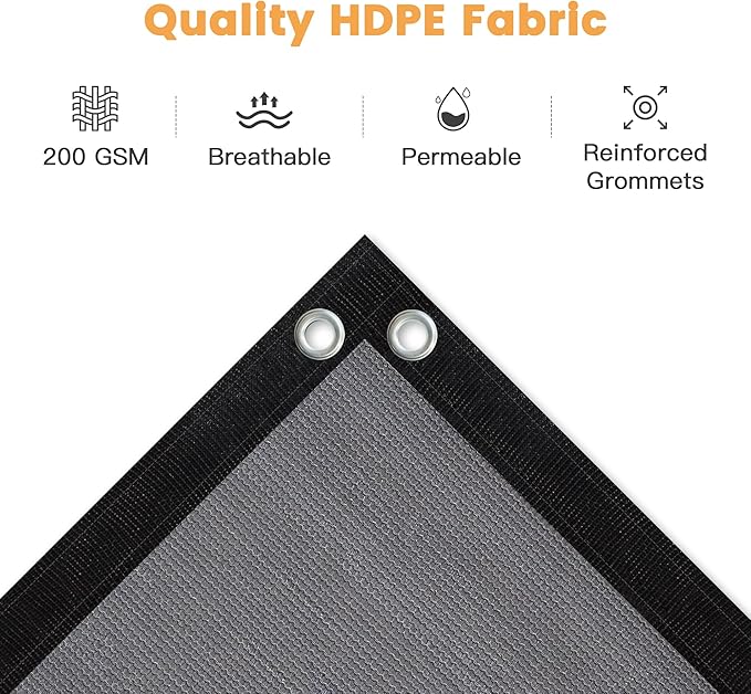 VICLLAX Shade Fabric Sun Shade Cloth with Every 2 FT Grommets for Patio Garden Pergola Cover Canopy 9x23 FT, Grey