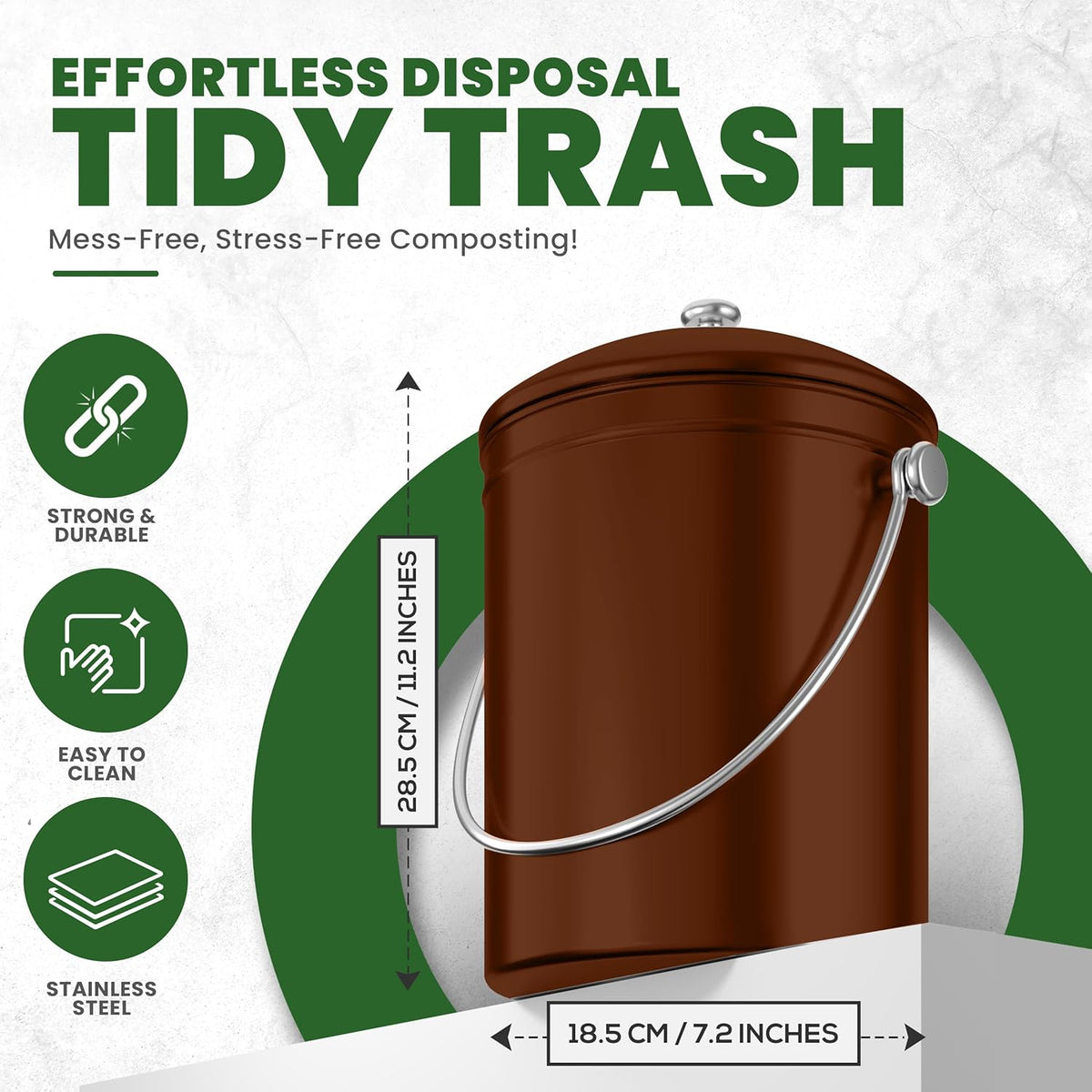 Utopia Kitchen Compost Bin for Kitchen Countertop, 1.3 Gallon Compost Bin for Kitchen with Lid, Includes 1 Spare Charcoal Filter (Copper)