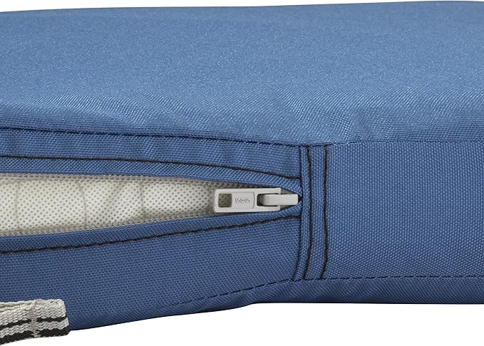 Classic Accessories Ravenna Water-Resistant 17 x 15 x 2 Inch Patio Seat Cushion, Empire Blue, Chair Seat Cushion