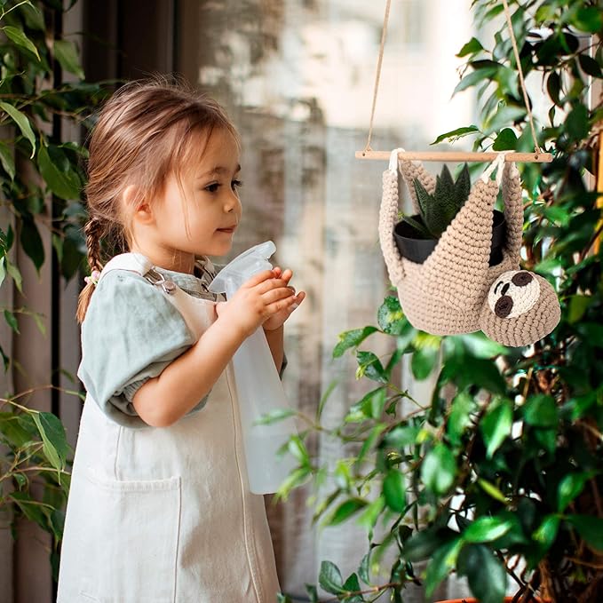 Home Decor Sloth Hanging Planters for Indoor Plants, Indoor/Outdoor Hanging Plant Holder, Plant Hanger Gift Idea for Sloth Lovers, Animal Wall Planter, 4 inch