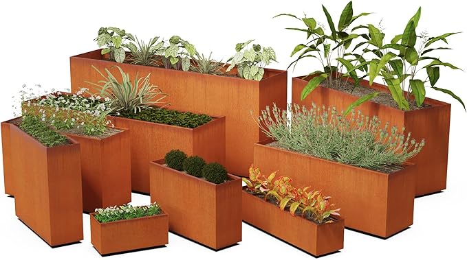 40-Inch Corten Steel Planter Box - Extra Large Rectangular Planter for Outdoor Plants | Modern Heavy Duty Design | Made in USA