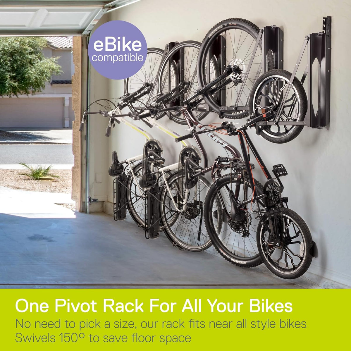 Pivot Bike Storage Rack by Delta Cycle - Bike Rack Garage Wall Mount Swivels to Save Space - No Lifting Required Vertical Bike Rack - Indoor Bike Storage Wall Hanger Holds Up to 100 lbs
