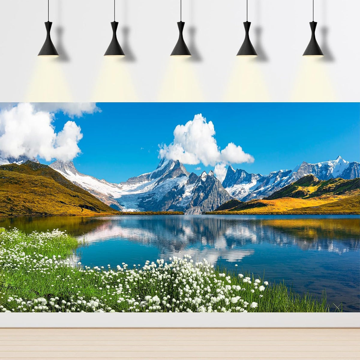 Mountains Lake Aquarium Background Bernese range View Fish Tank Background Switzerland Alps Grindelwald Valley Lake Terrarium Background Fantastic Natural Landscape Aquarium Fish Tank Decors 30x18in