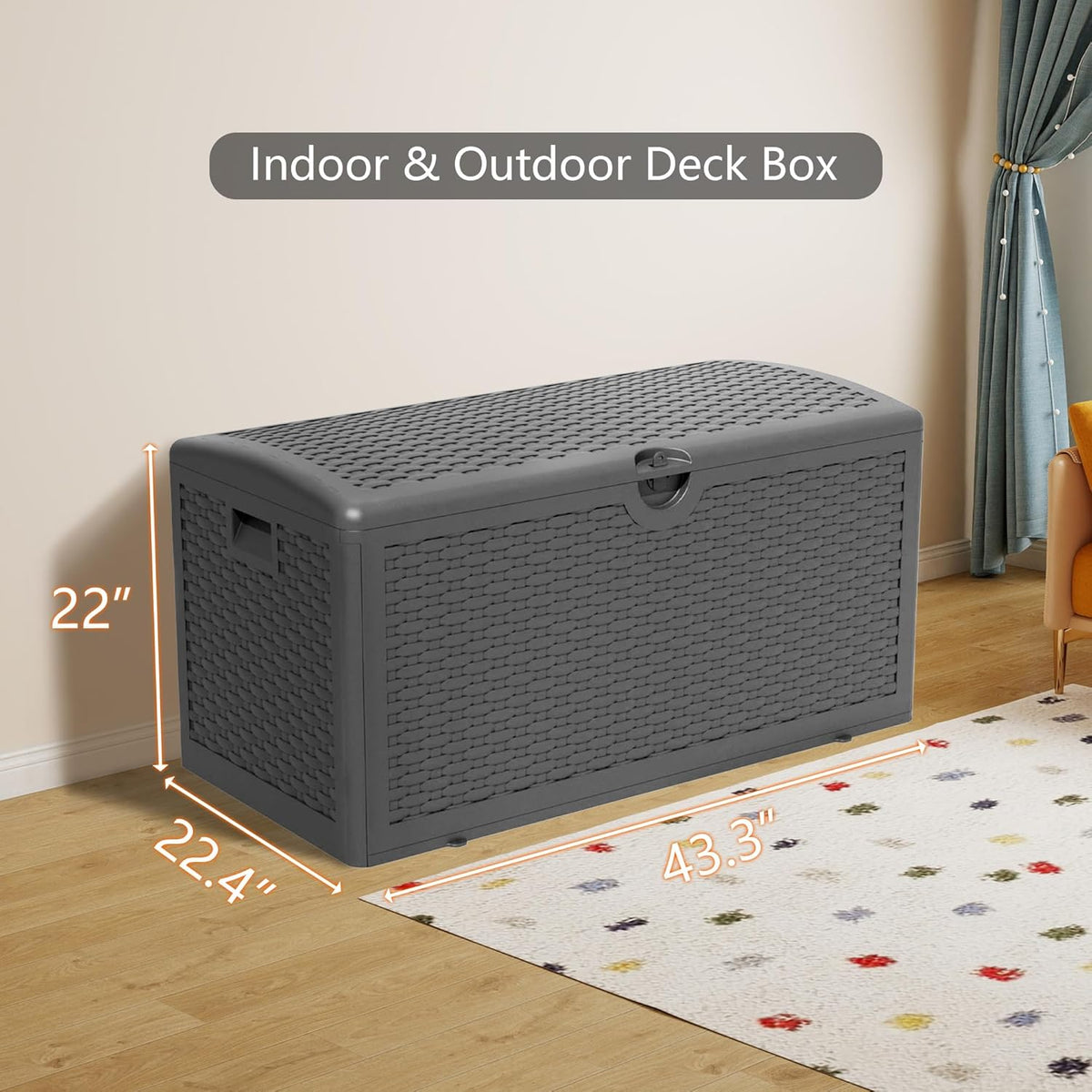 Upgrade 80 Gallon Waterproof Large Resin Deck Box Indoor/Outdoor Lockable Storage Container and Seating for Garden, Pool, and Patio (80 Pro Gallon, Black)