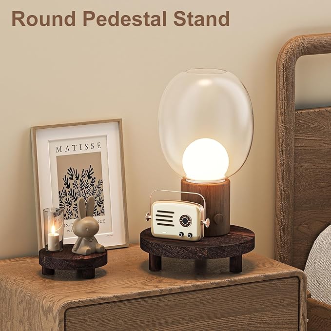 3 Pcs Wood Plant Stand Indoor Outdoor, Round Wood Riser for Decor 6/8/10" Wooden Stool Display Stand Flower Pot Holder Small Planter Tray Modern Potter Decorative for Desktop Counter Room