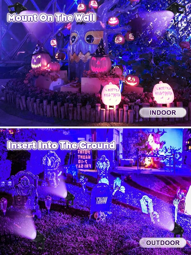 Halloween Black Light Outdoor Spotlight, 12W Purple LED Spotlights Blacklight, Waterproof Spot Landscape Lights with US Plug for Glow Party, Poster, Bar, Yard, Garden Gyms Decor (1Pack)
